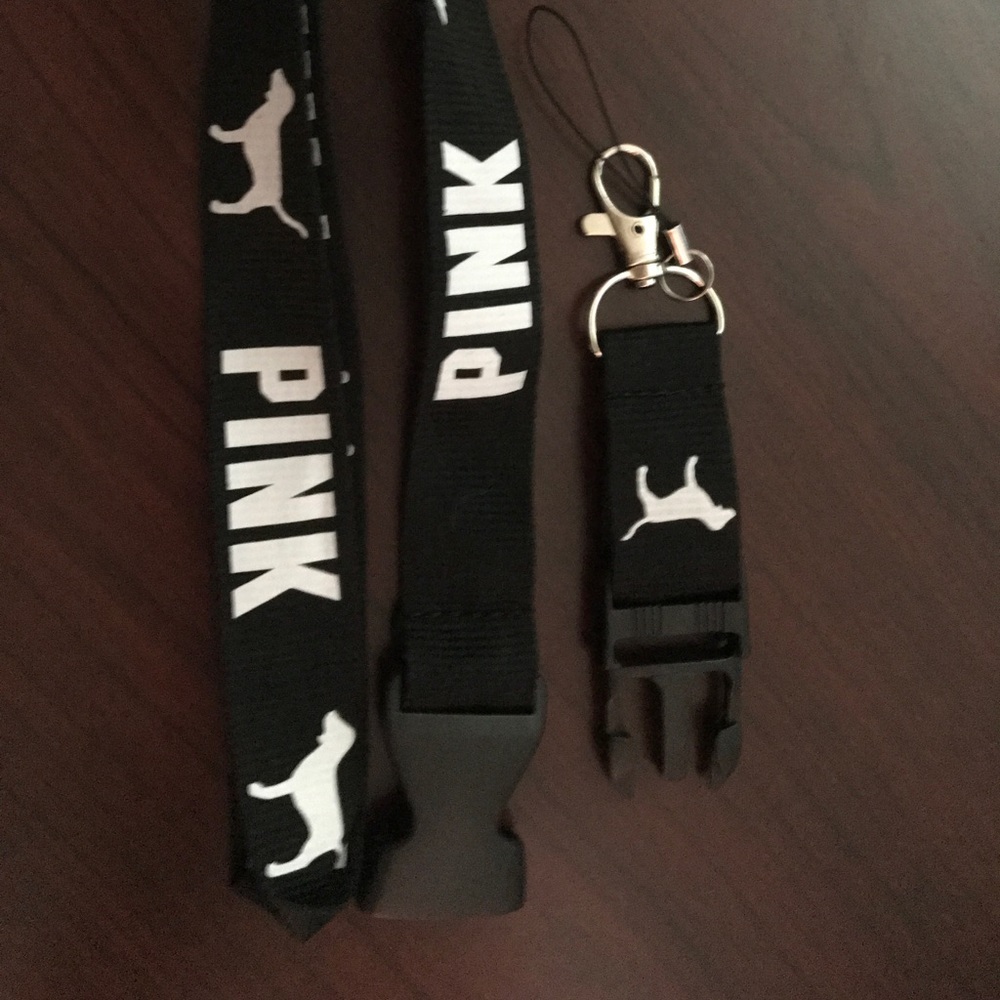 PINK Lanyard black and white